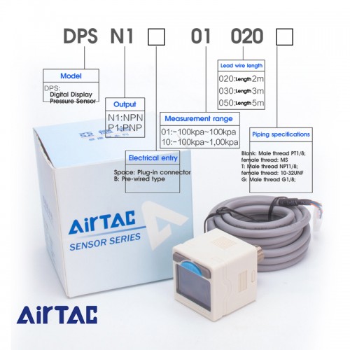 Original AIRTAC Pressure Switch DPSN1-01020 Digital Display Negative Electronic Gauge Controller