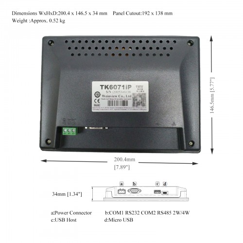 Original Weintek Weinview MT6071IP E view Capacitive Touch Panel Hmi Screen